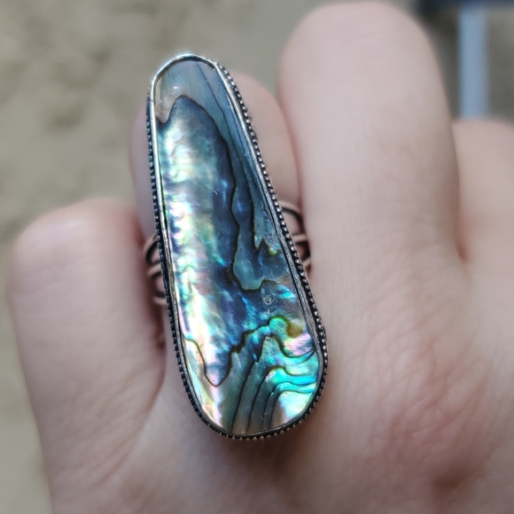 New Oversized Abalone Shell 925 Silver Statement Ring. - Picture 9 of 16